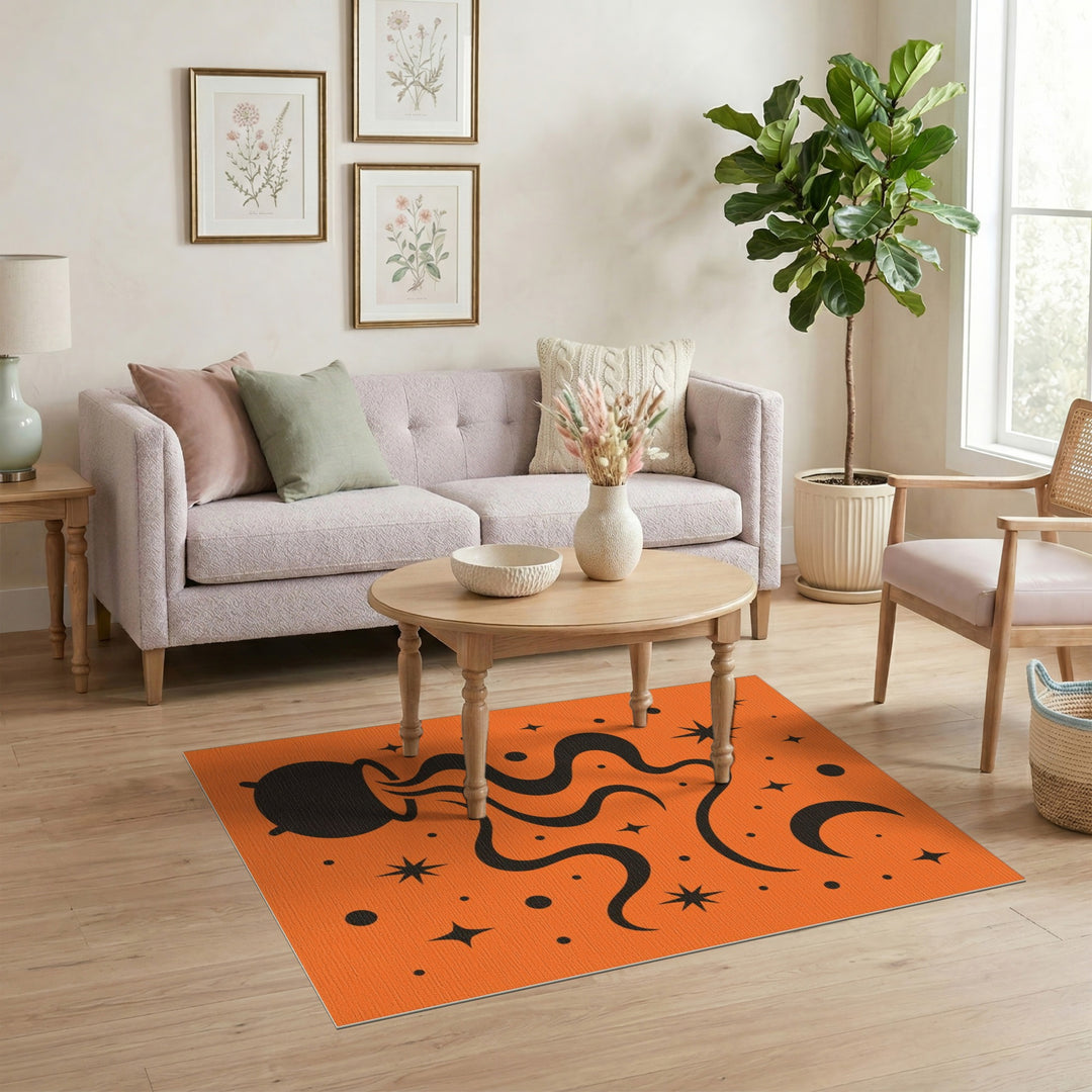 Cauldron Witch Orange Area Rug