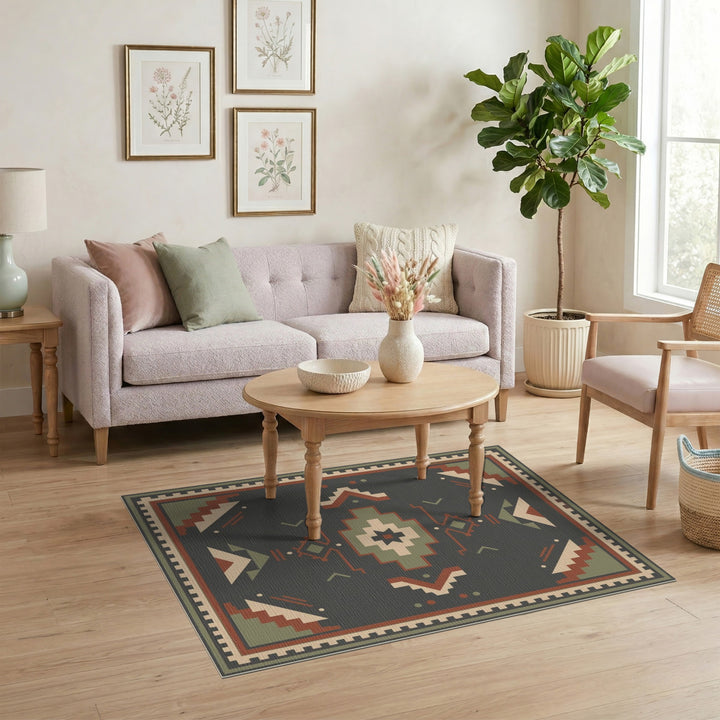 Geometric Brown and Tan Southwestern Geometric Area Rug
