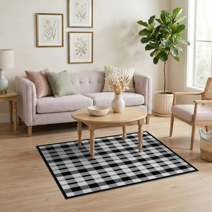 Black White Buffalo Check Area Rug