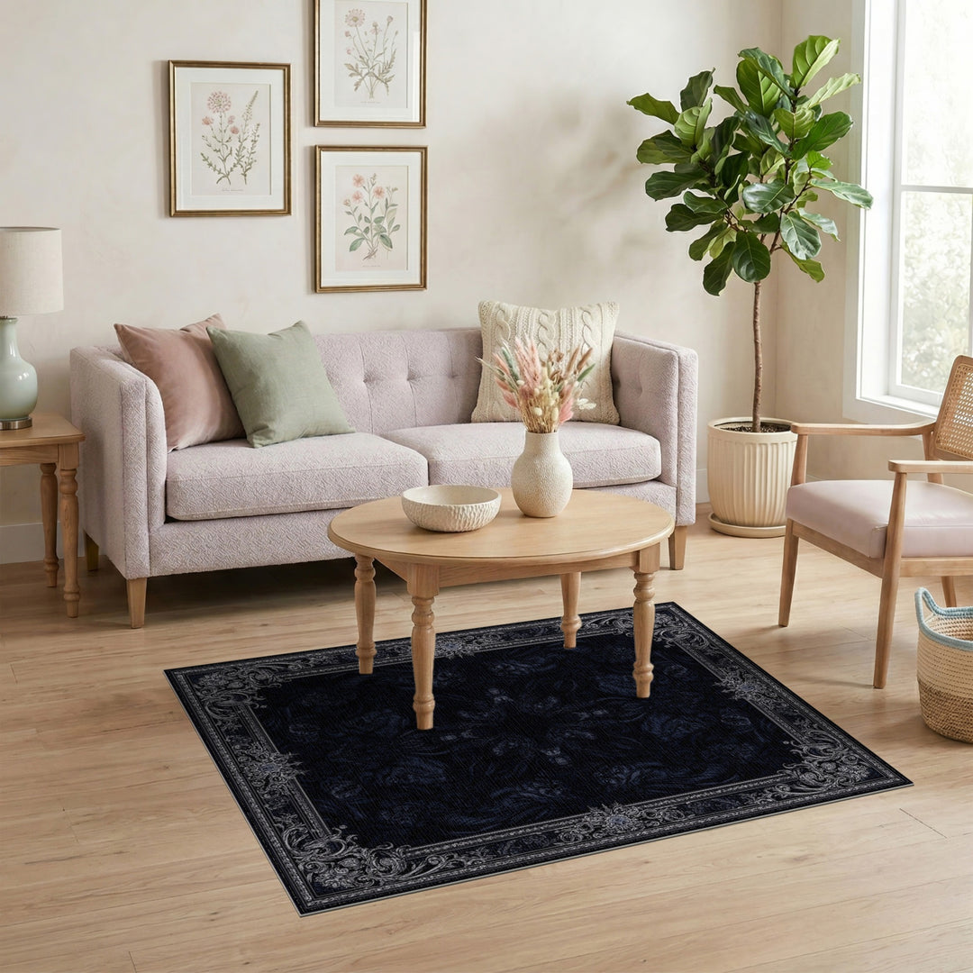 Black Wolf Ornate Medallion Area Rug