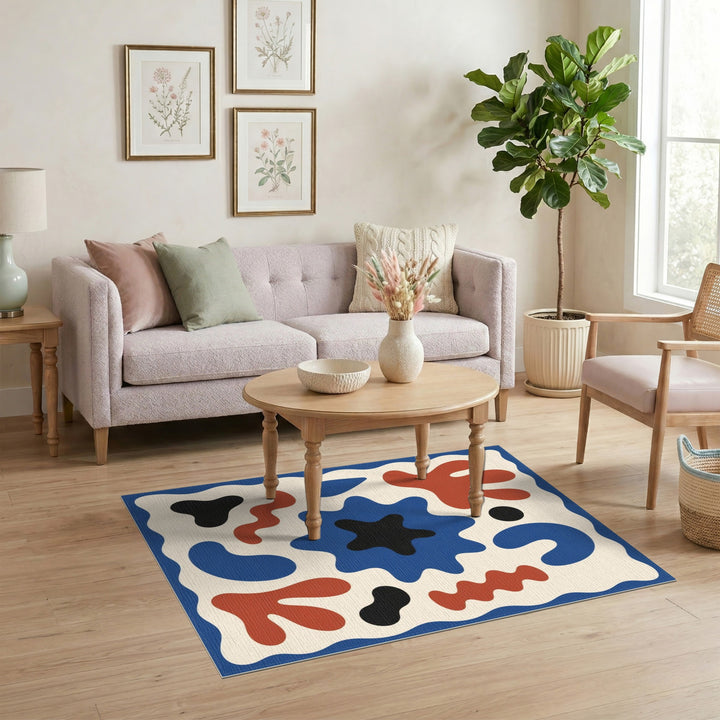 Abstract Blue Red Area Rug