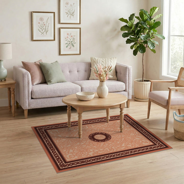 Orange Traditional Persian Orange Traditional Persian Medallion Rug