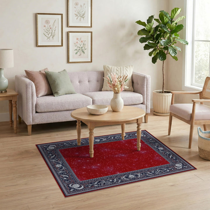 Red Starry Celestial Area Rug