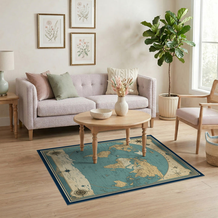 Tuntora Vintage World Map Area Rug