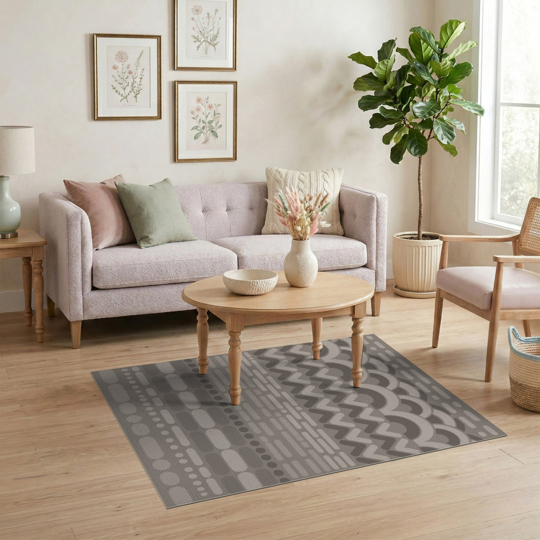 Beige Geometric Chevron Area Rug