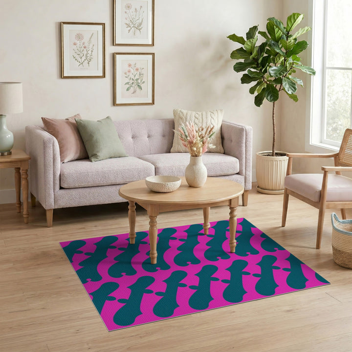 Vibrant Pink Abstract Area Rug