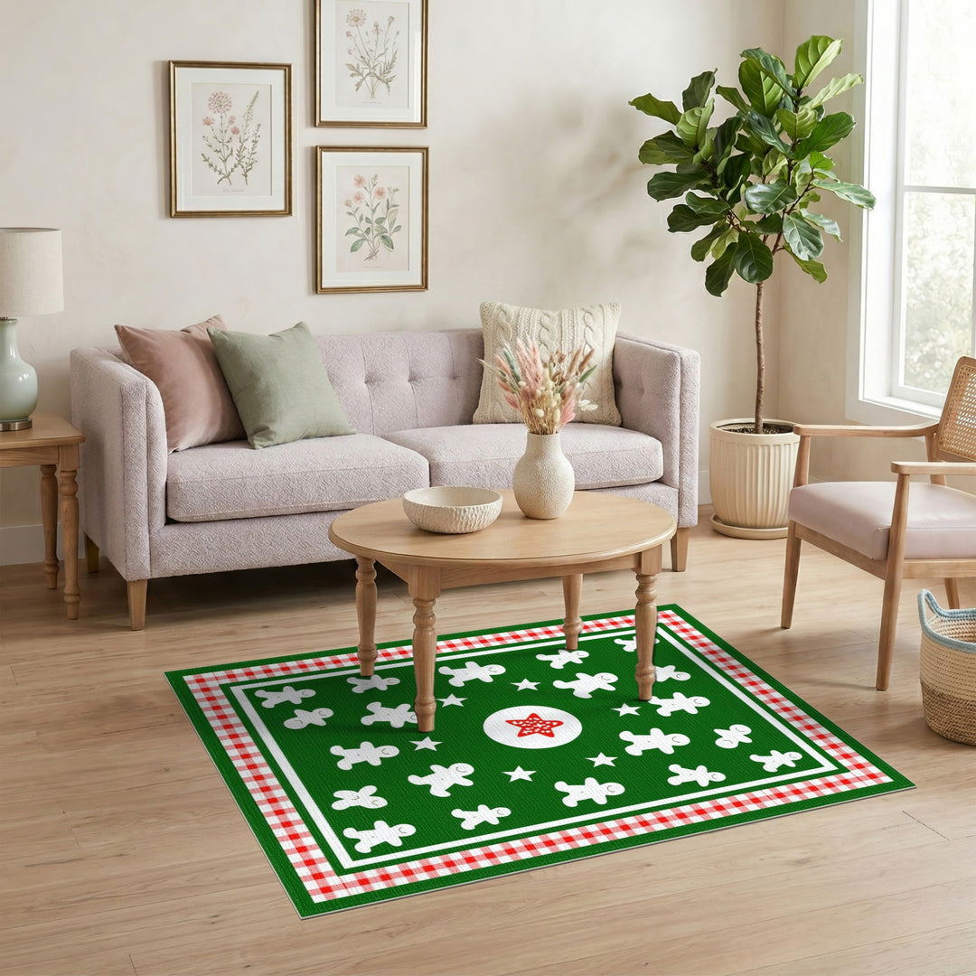Green Gingerbread Men Kids Area Rug