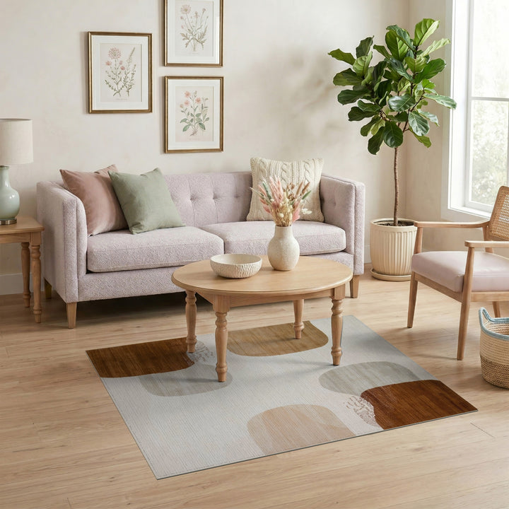 Brown and Tan Organic Brown Abstract Area Rug