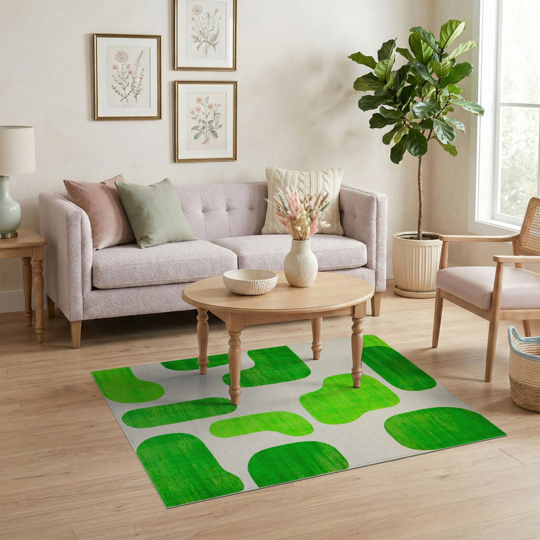 Vivid Green Abstract Area Rug