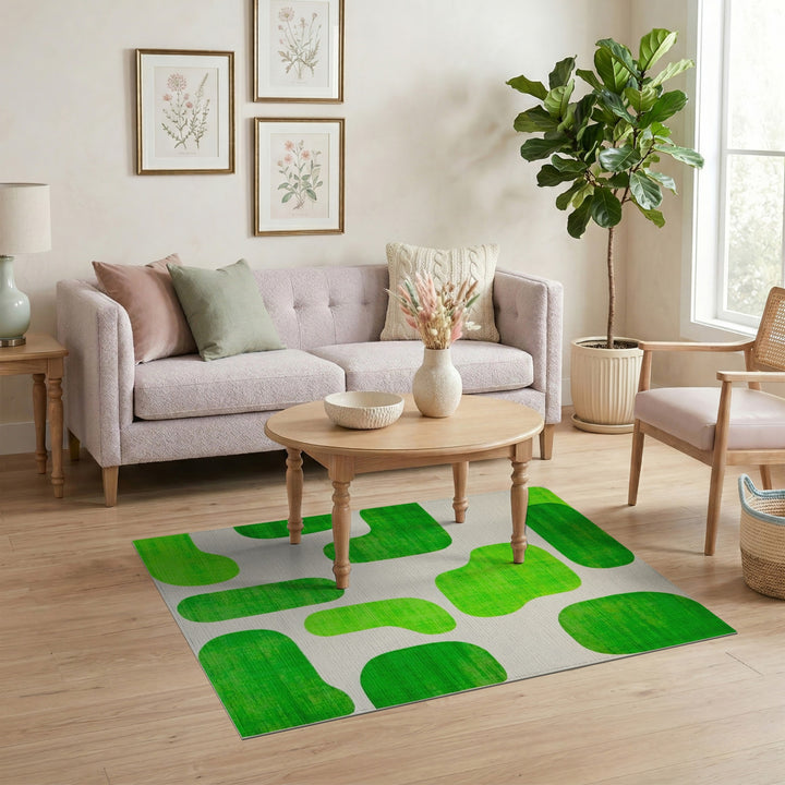 Vivid Green Abstract Area Rug