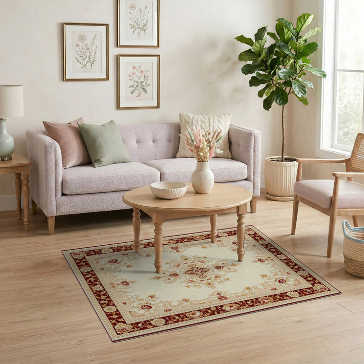 Red Persian Floral Medallion Area Rug