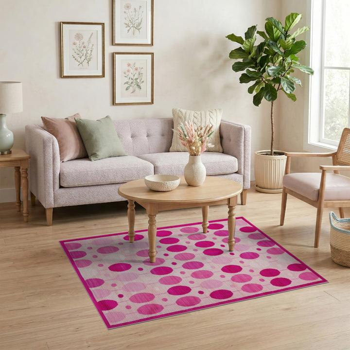 Pink Geometric Oval Area Rug