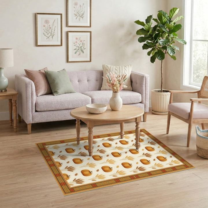Pumpkin Harvest Rustic Area Rug