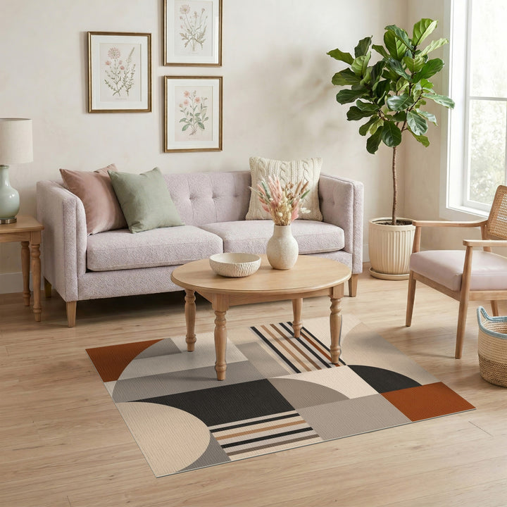 Geometric Modern Brown Tan Brown and Tan Area Rug