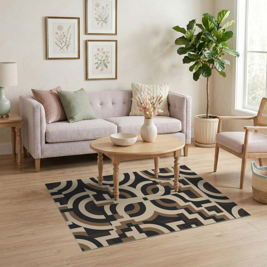 Modern Geometric Brown Area Rug