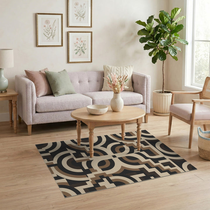 Modern Geometric Brown Area Rug