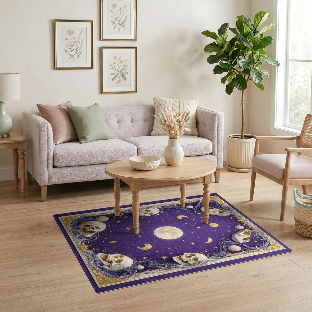 Celestial Skull Purple Area Rug