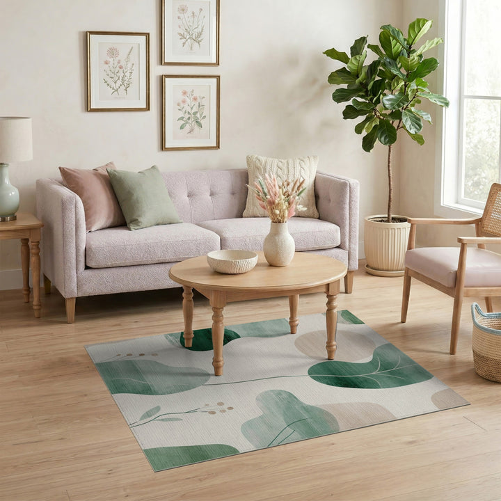 Green Abstract Area Green Abstract Leaf Area Rug