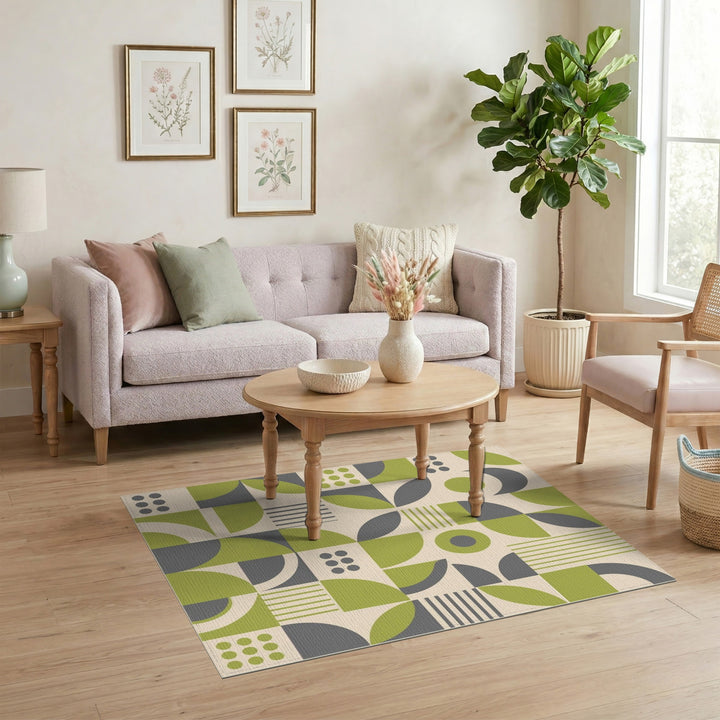 Green Geometric Modern Area Rug
