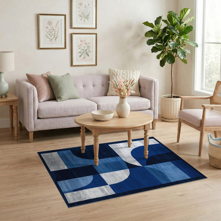 Geometric Modern Blue Abstract Geometric Area Rug