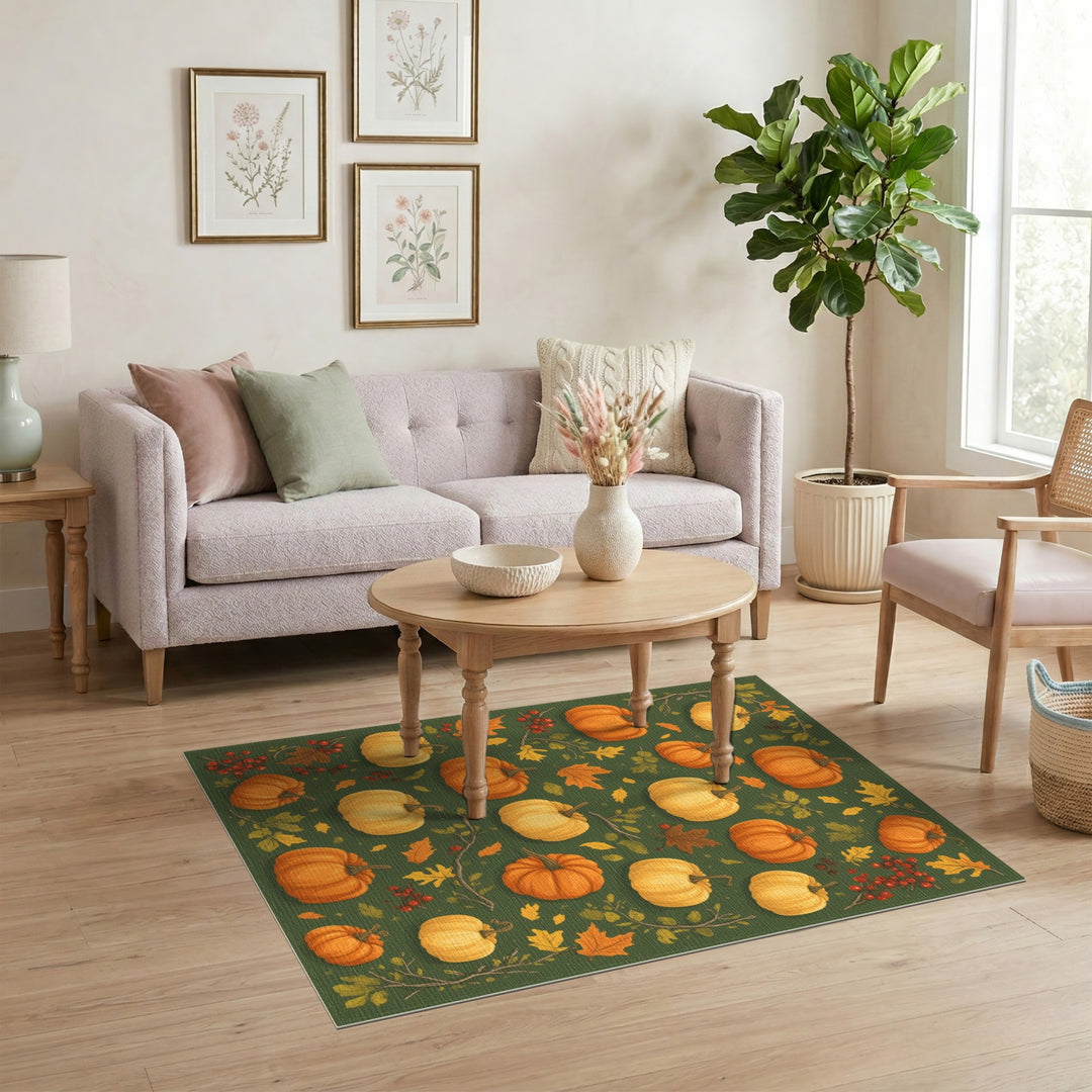Multi-color and Patterns Fruit Pattern Autumn Pumpkin Harvest Area Rug