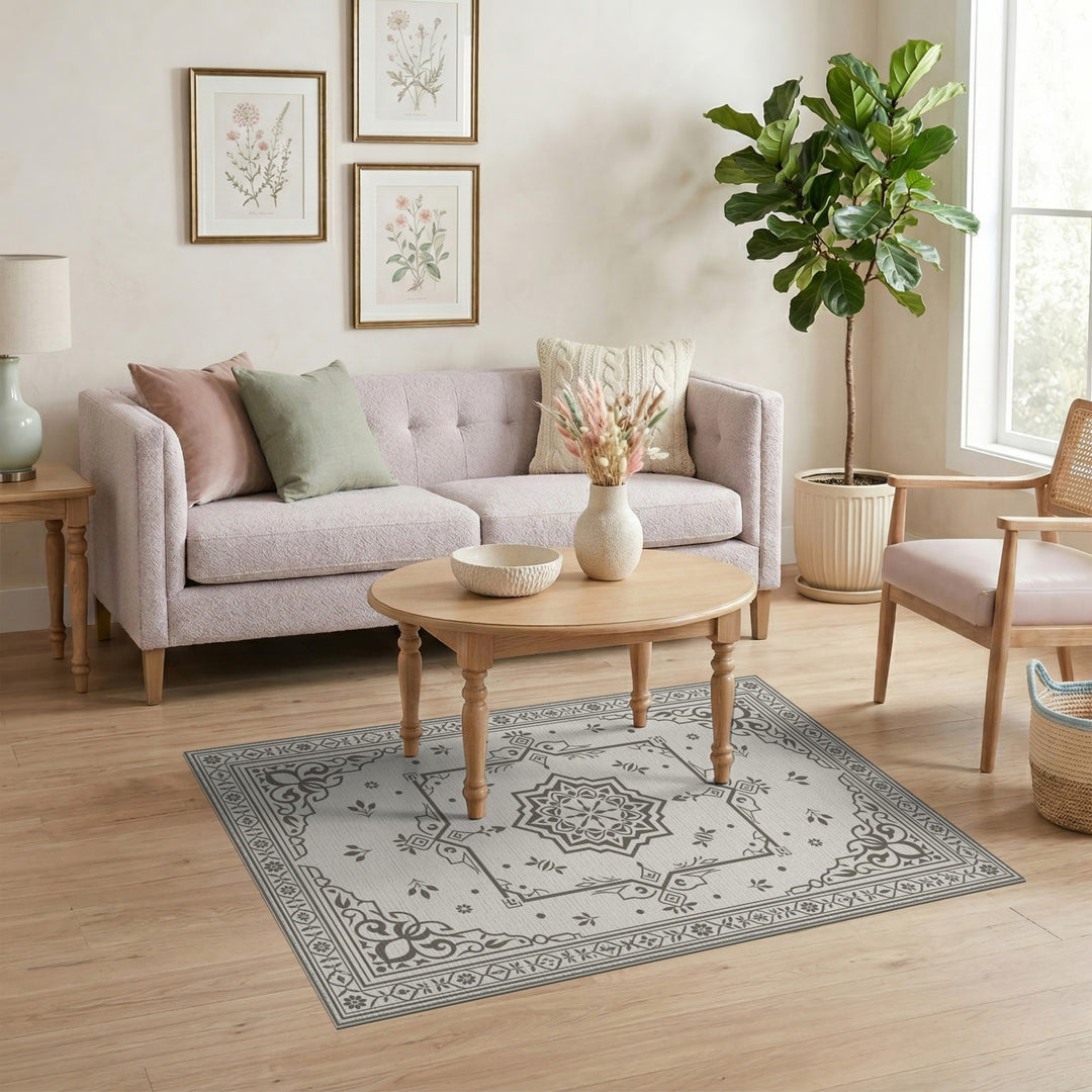 Grey Persian Medallion Area Rug