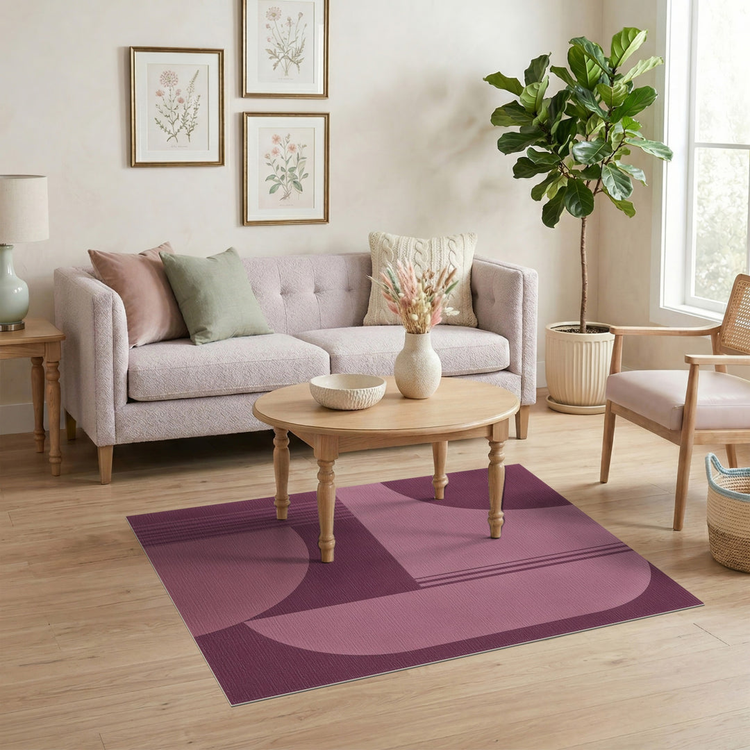 Purple Geometric Curves Area Rug