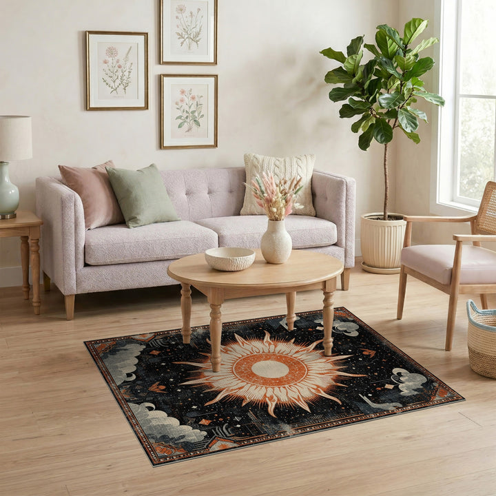 Orange Celestial Sun Area Rug