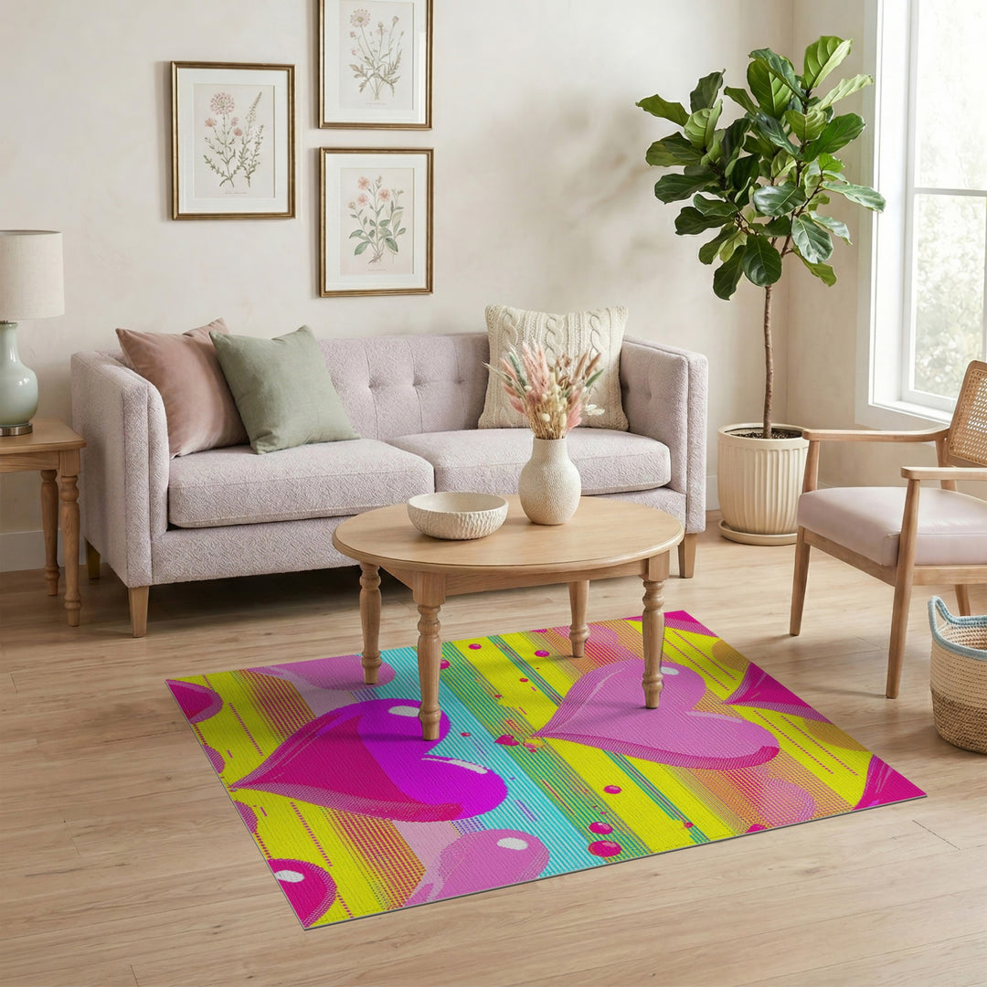 Vibrant Pink Hearts Area Rug