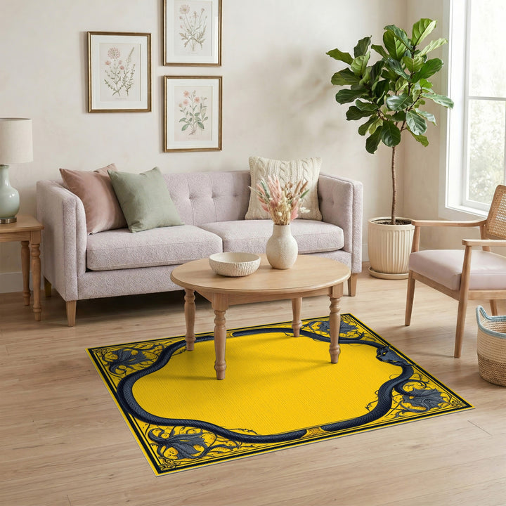 Black Serpent Yellow Area Rug