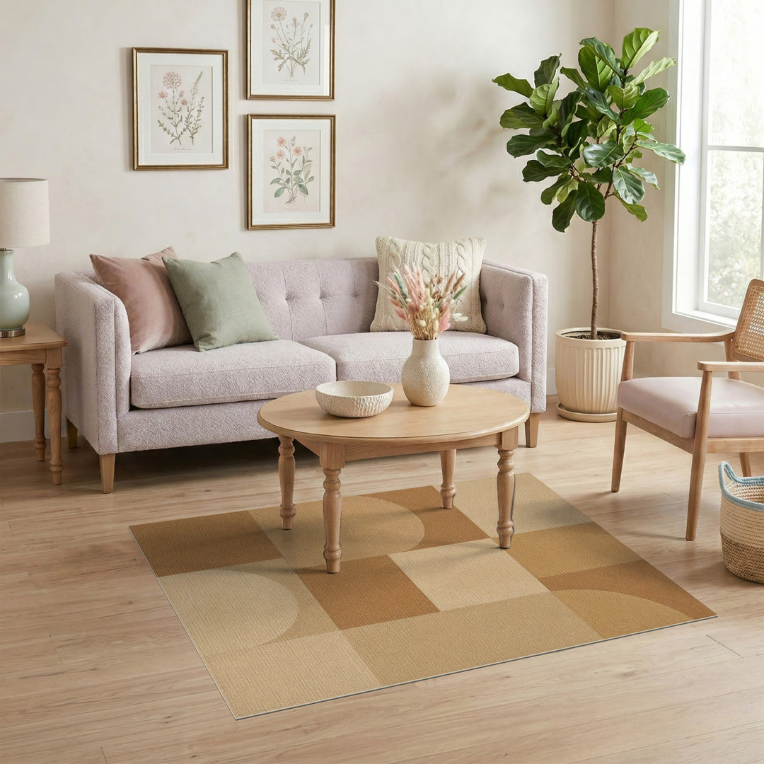 Geometric Brown Tan Area Rug