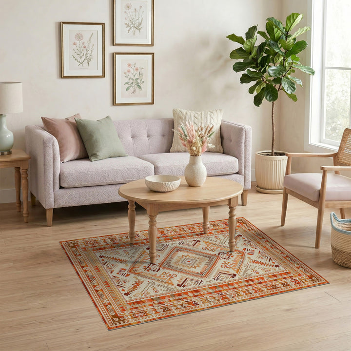 Orange Southwestern Geometric Area Rug