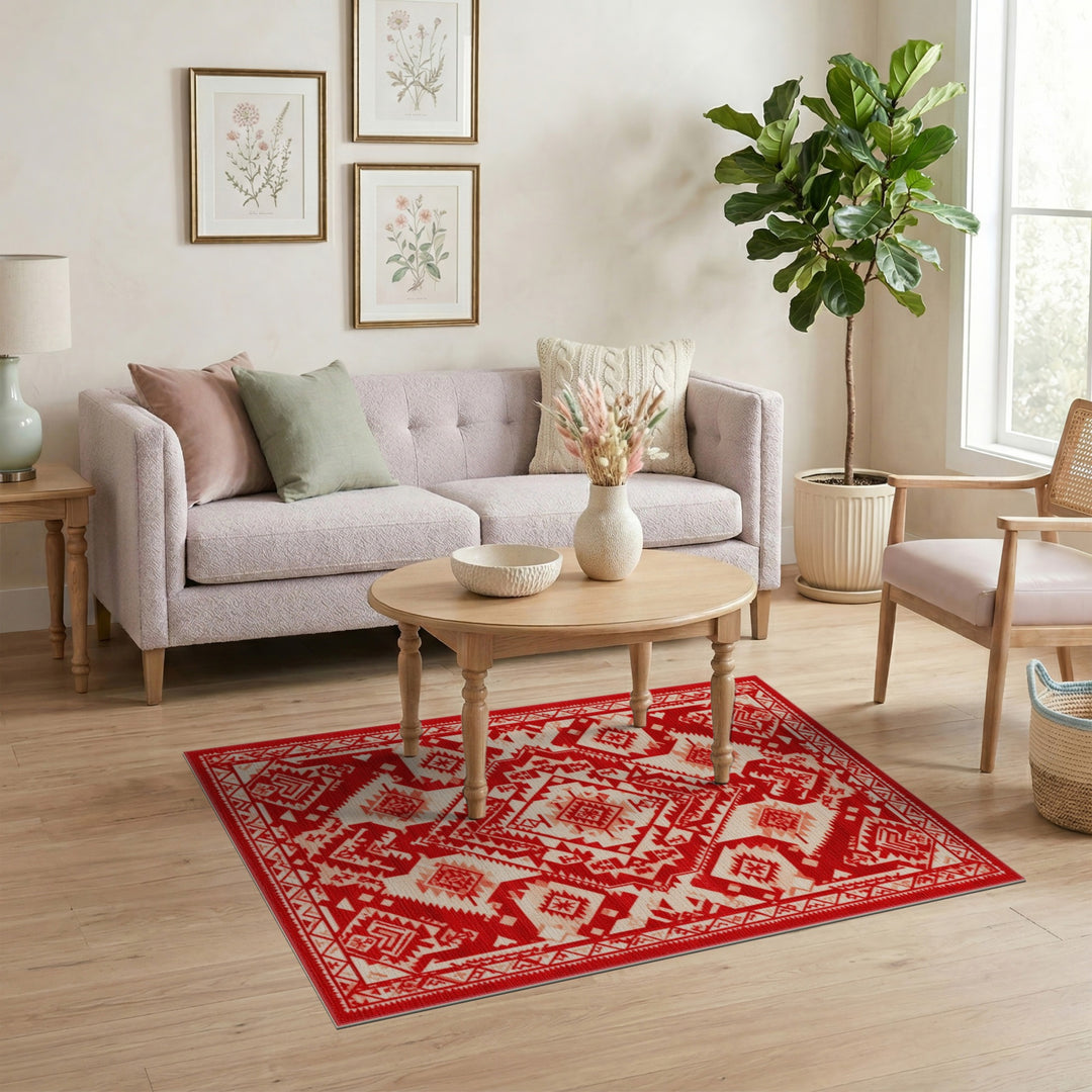 Red Heritage Tribal Area Rug