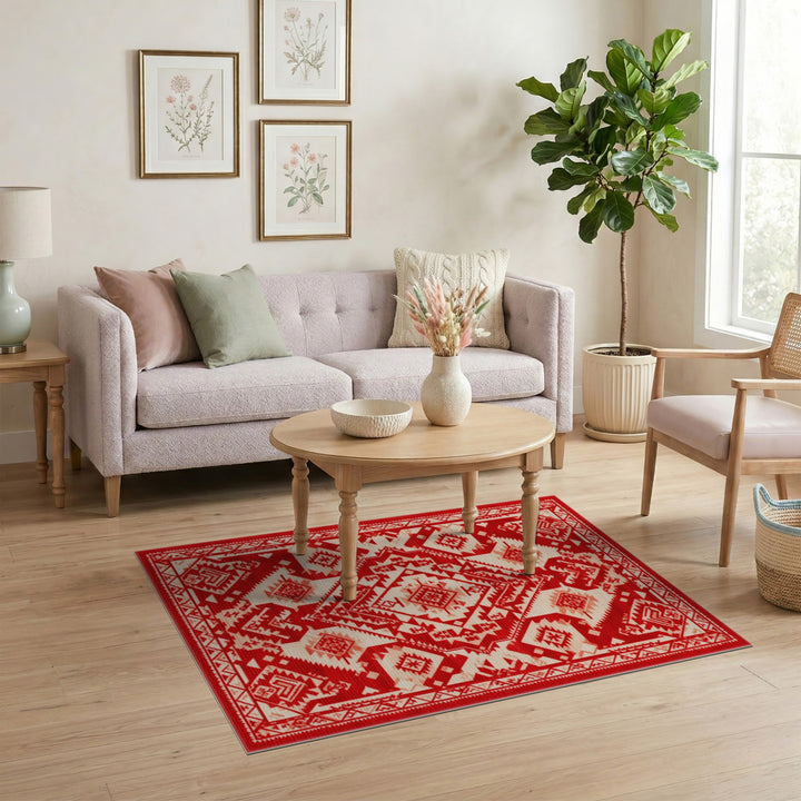 Red Heritage Tribal Area Rug