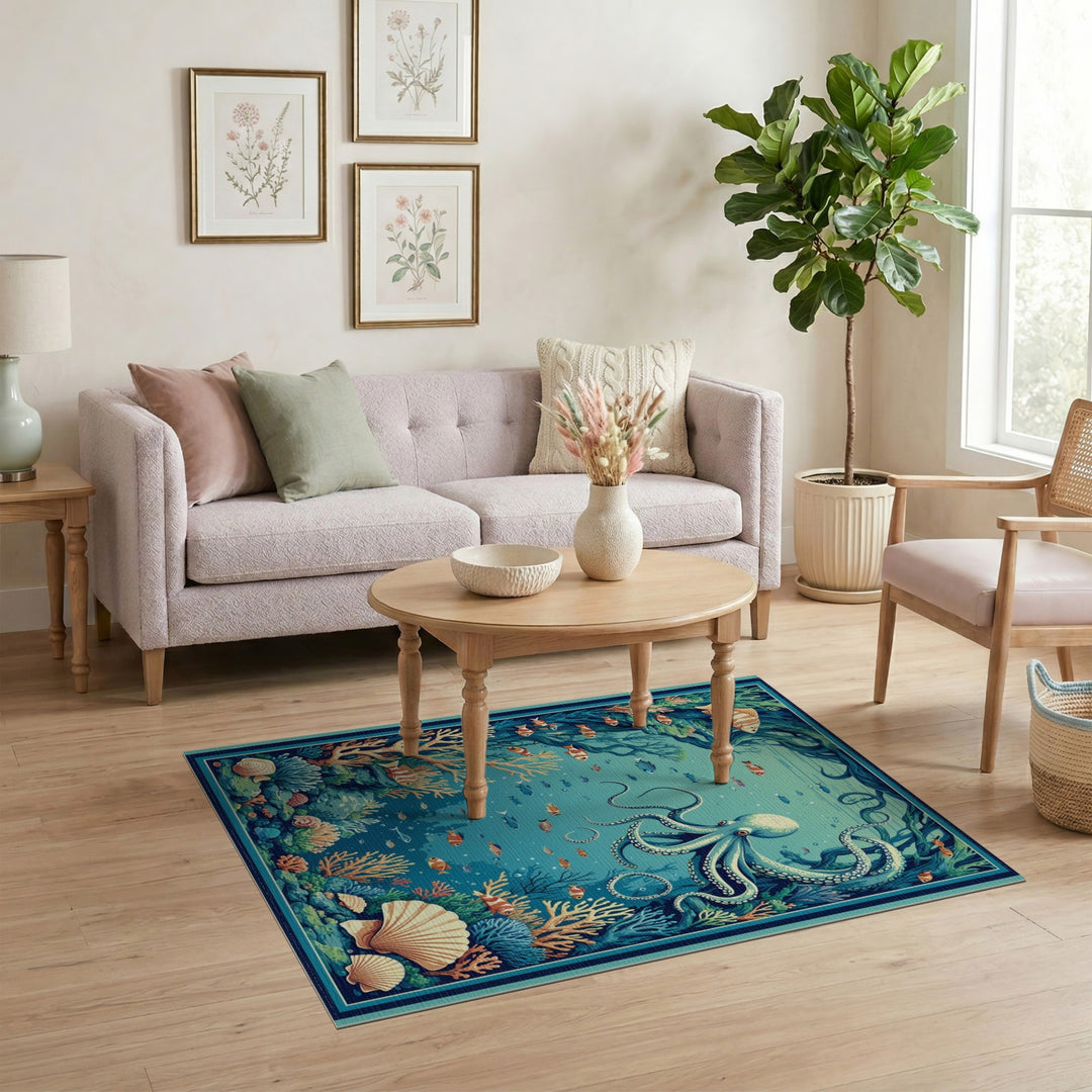 Octopus Reef Washable Area Rug
