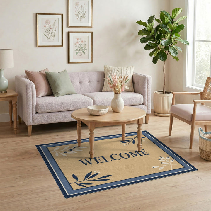 Beige Welcome Botanical Area Rug