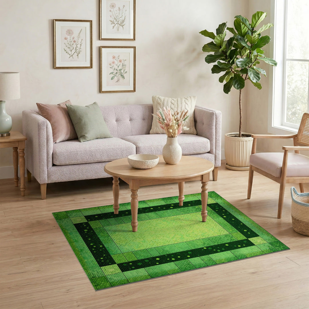 Geometric Modern Green Geometric Mosaic Area Rug