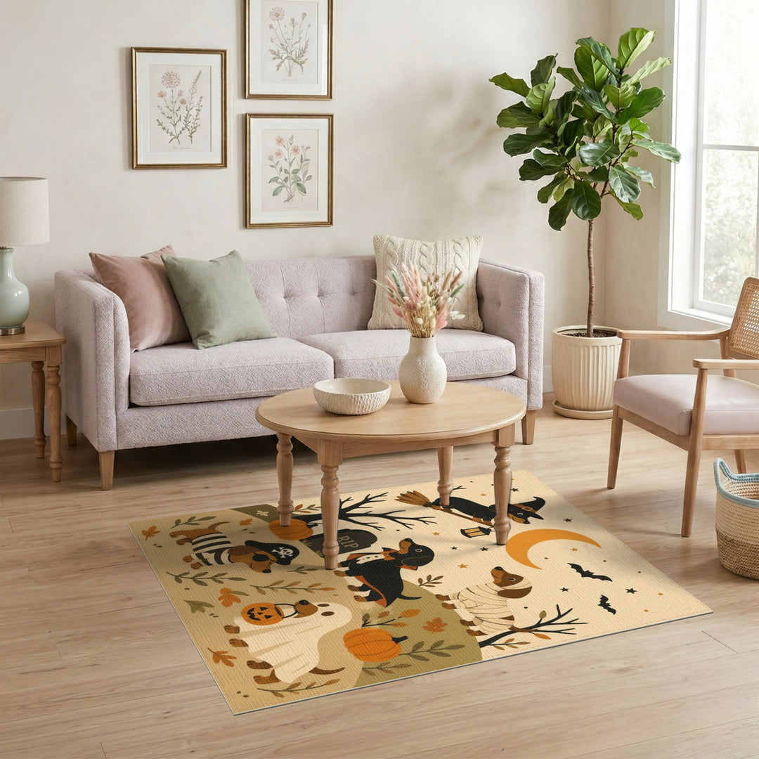 Whimsical Halloween Dachshund Area Rug