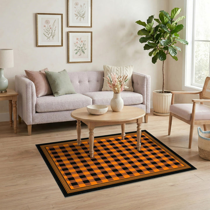 Orange Buffalo Check Area Rug