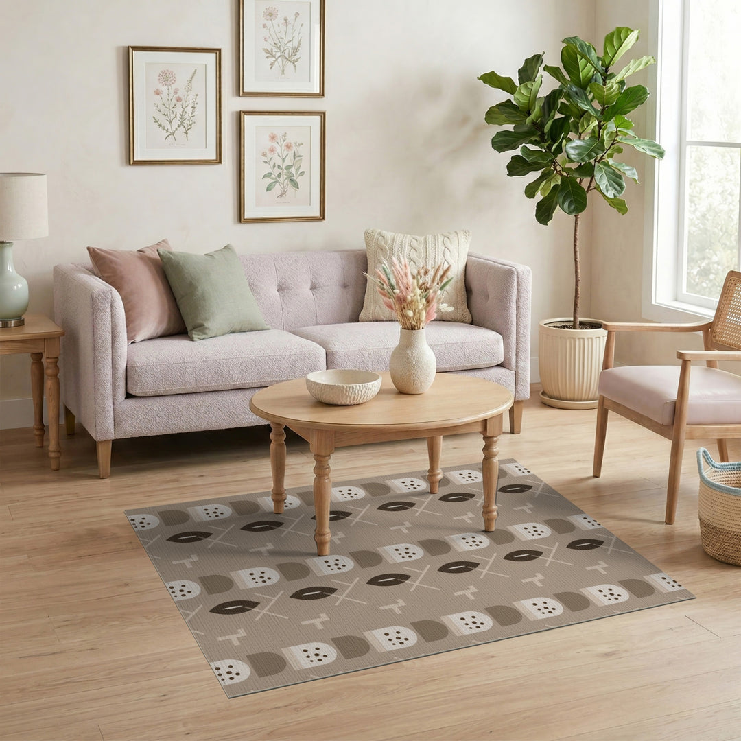 Beige Geometric Modern Area Rug