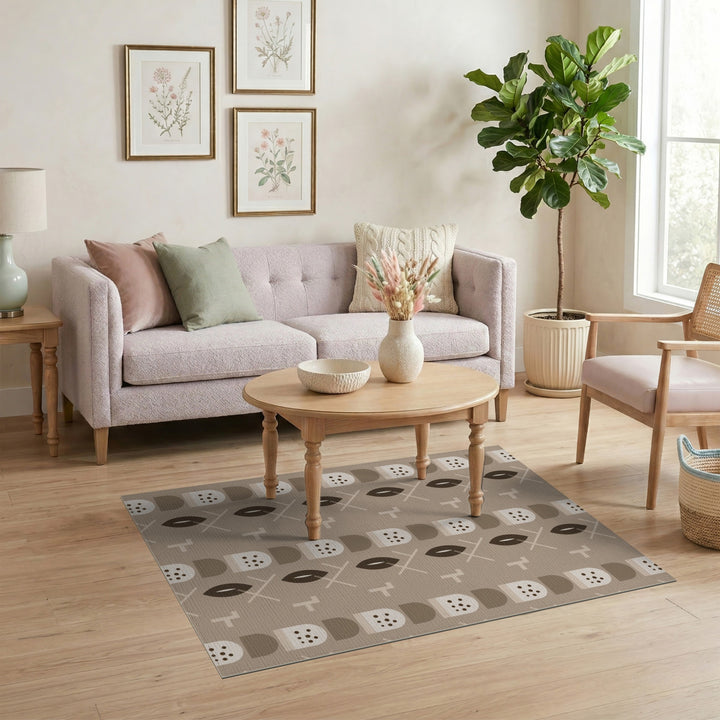 Beige Geometric Modern Area Rug