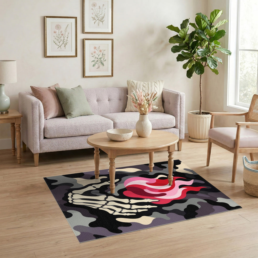 Skeleton Flame Camo Area Rug
