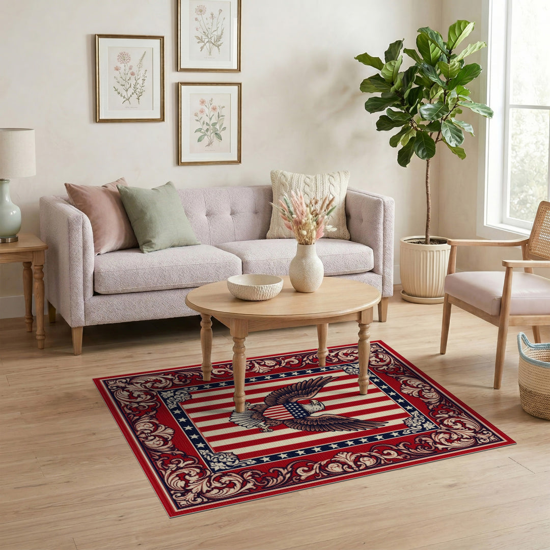 American Eagle Patriotic Red Area Rug