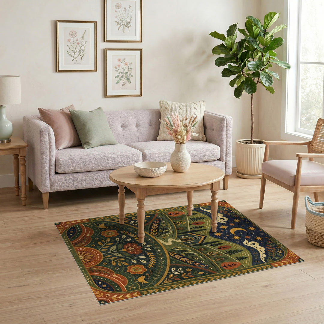 Heritage Tribal Night Landscape Area Rug