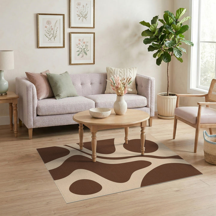 Brown and Tan Abstract Brown and Tan Area Rug