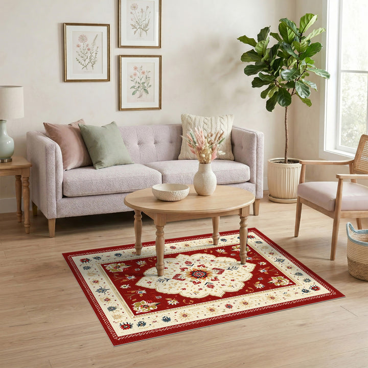 Red Persian Medallion Area Rug