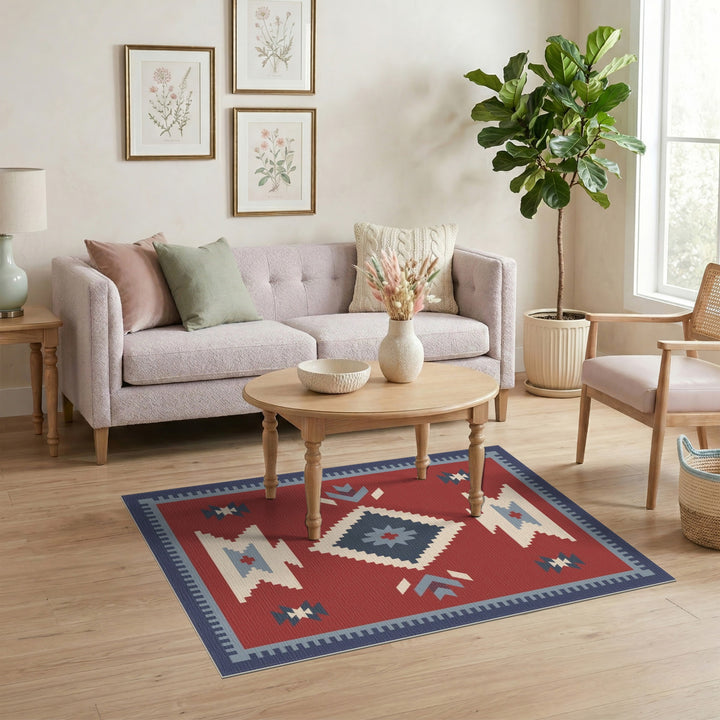 Red Southwestern Geometric Area Rug