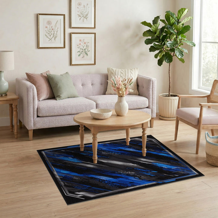 Blue Geometric Abstract Area Rug