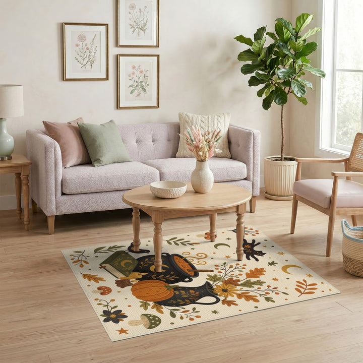 Magical Cauldron Black Cat Area Rug