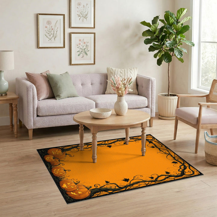 Pumpkin Vine Halloween Orange Area Rug